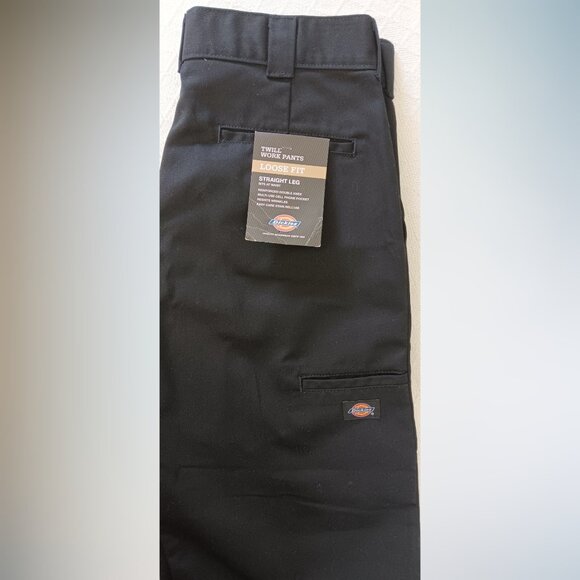 NWT Dickies Men's Loose Fit Double Knee Straight Leg Twill Pants Black 32x27 - Picture 10 of 11